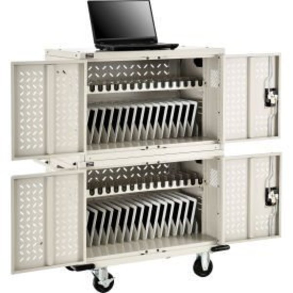 Global Equipment 32-Device Charging Cart for Chromebooks and Tablets, Putty, Assembled 670052PYA